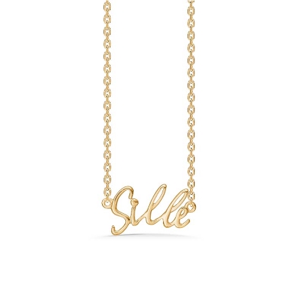Billede af Studio Z "Name Tag - SILLE" halskæde forgyldt sølv (40-45 cm)