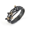 Billede af By Birdie Urban Harlem Buds-4 ring sort rhodineret sølv m.14kt m. 0,05 ct brillant (str. 52-60)