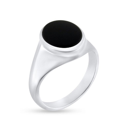 Billede af Herrering massiv m. oval onyx 14*11 mm 925 s.