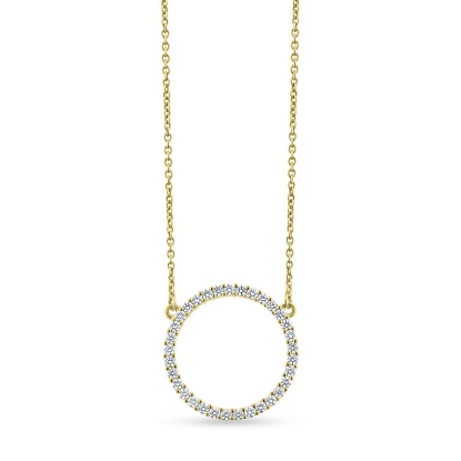 Billede af Cirkel Halskæde, 33 brill. á 0,03 w/vs, 14 kt. 44 cm (smykke cirkel roset)