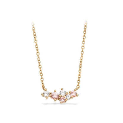 Billede af Scrouples Halskæde rosa/hvid cubic zir. sølv fg. 42 +3 cm