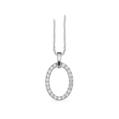 Billede af Scrouples SoHo vedhæng oval cubic zir. sølv rh. m/kæde