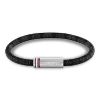 Billede af Tommy Hilfiger Printed Cord armbånd sort læder (21 cm)