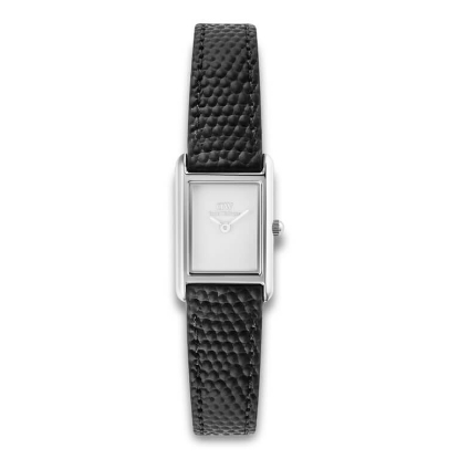 Billede af Daniel Wellington Bound Mini Silver dameur stål sort læderrem 3bar 17mm