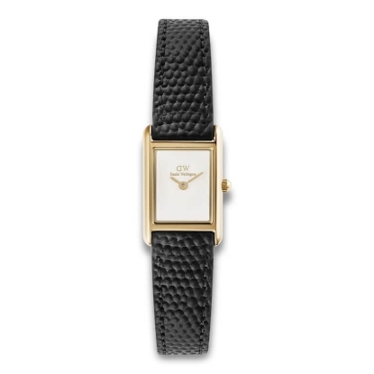Billede af Daniel Wellington Bound Mini Gold dameur stål sort læderrem 3bar 17mm