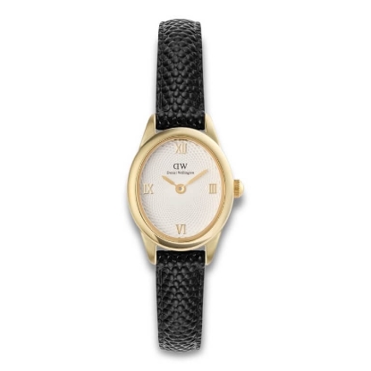 Billede af Daniel Wellington Ophelia Mini Gold dameur sort læderrem 3bar 22mm