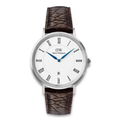Billede af Daniel Wellington Classic Silver herreur stål brun læderrem 3bar 40mm