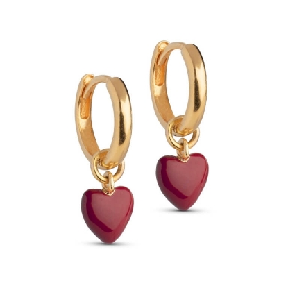 Billede af ENAMEL Copenhagen Amore Bordeaux øreringe forgyldt sølv