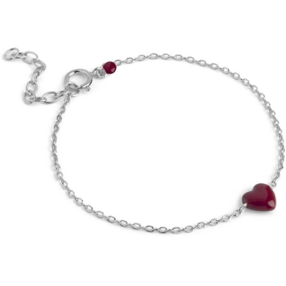 Billede af ENAMEL Copenhagen Amore Bordeaux armbånd sølv (15+3cm)