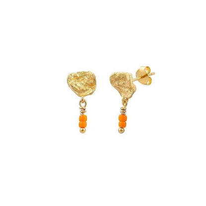 Billede af Hultquist Honey Drop Orange øreringe forgyldt sølv m. perler
