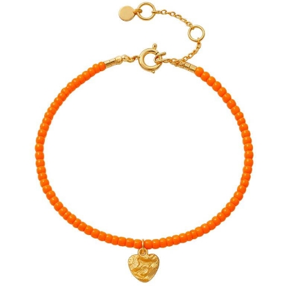 Billede af Hultquist Honey Drop Orange armbånd forgyldt sølv m. perler (16+3 cm)