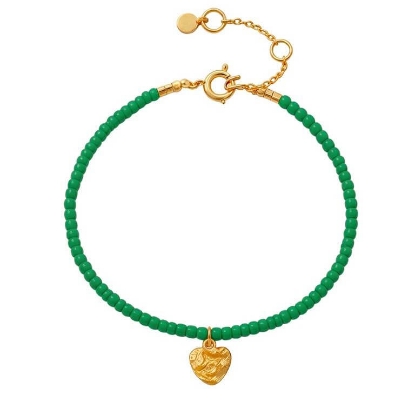 Billede af Hultquist Honey Drop Green armbånd forgyldt sølv m. perler (16+3 cm)