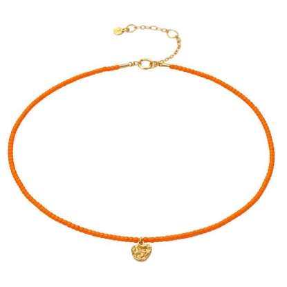 Billede af Hultquist Honey Drop Orange halskæde forgyldt sølv m. perler (40+5 cm)