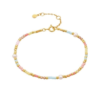 Billede af Hultquist Maisi armbånd forgyldt sølv m. perler (16+3 cm)