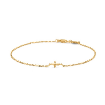 Billede af Studio Z "Faithfull Cross" armbånd forgyldt sølv (16+2 cm)