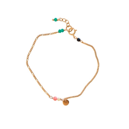 Billede af STINE A Harlequin armbånd forgyldt sølv m. sten (16+1,5 cm)