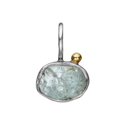 Billede af By Birdie Grace Aqua Raw vedhæng sølv + 14 kt. guld m. akvamarin