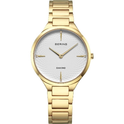 Billede af Bering Classic Diamond dameur stål gulddoublé 34mm 10bar