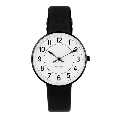Billede af Arne Jacobsen ur - Station - hvid 34mm
