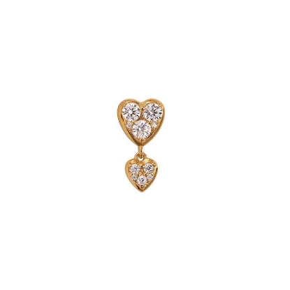 Billede af STINE A J'Adore Two Petit Hearts ørering forgyldt sølv m. cz (1 stk.)