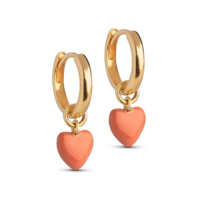 Billede af ENAMEL Copenhagen Amore Light Coral øreringe forgyldt sølv
