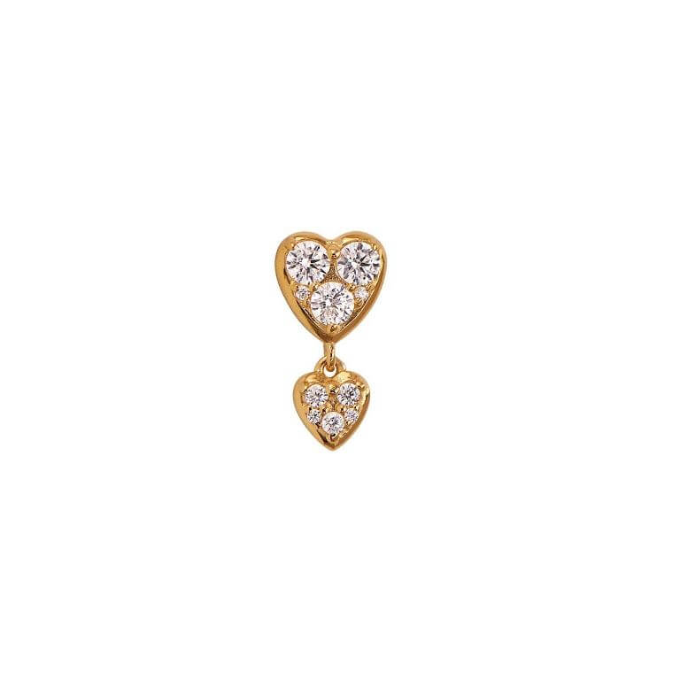 Billede af STINE A J'Adore Two Petit Hearts ørering forgyldt sølv m. cz (1 stk.)