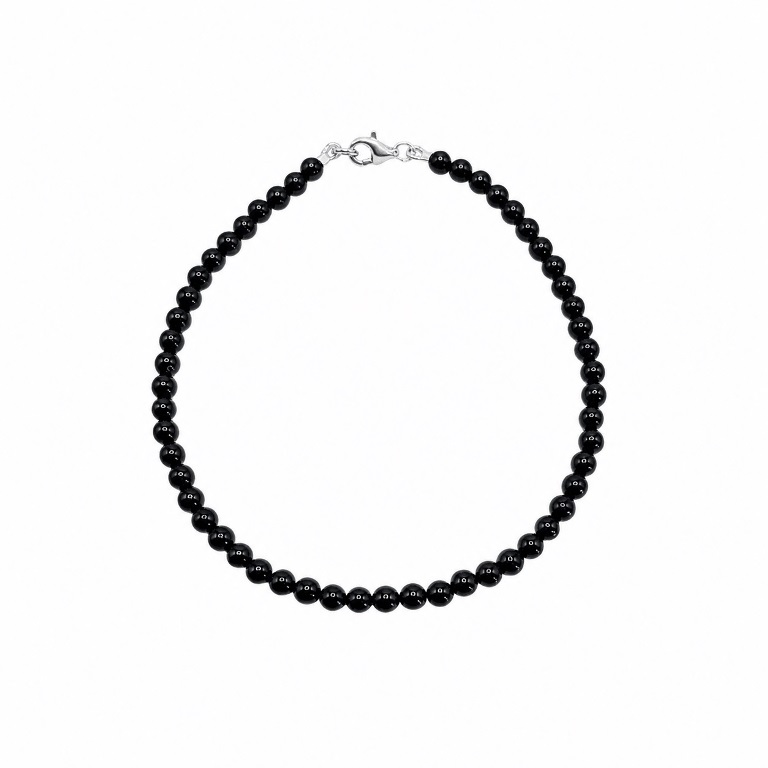 Billede af Jane Kønig Bead Anklet Onyx ankelkæde sølv (23 cm)
