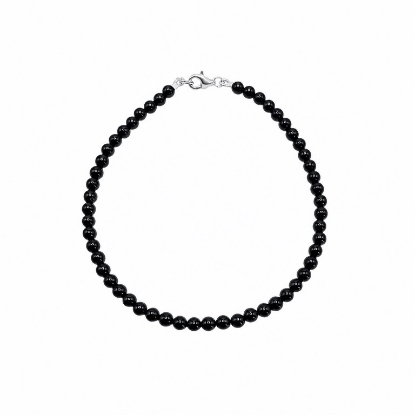Billede af Jane Kønig Bead Anklet Onyx ankelkæde sølv (23 cm)