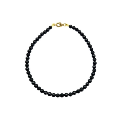Billede af Jane Kønig Bead Anklet Onyx ankelkæde forgyldt sølv (23 cm)