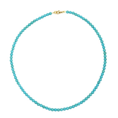 Billede af Jane Kønig Bead Necklace Turquoise halskæde forgyldt sølv (41 cm)