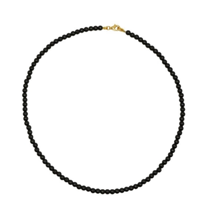 Billede af Jane Kønig Bead Necklace Onyx halskæde forgyldt sølv (41 cm)