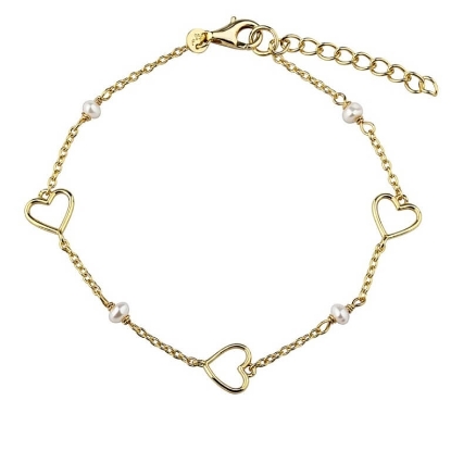Billede af Aqua Dulce Alma Pearl armbånd forgyldt sølv m. fvp (17+3 cm)