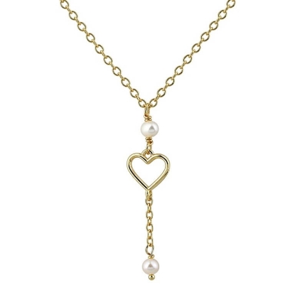 Billede af Aqua Dulce Alma Pearl halskæde forgyldt sølv m. fvp (45 + 3 cm)