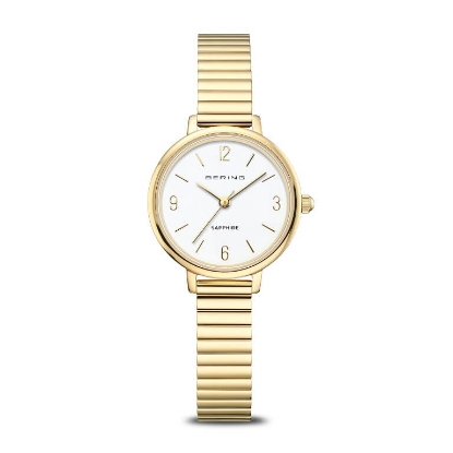 Billede af Bering Classic dameur stål gulddoublé flex-lænke 28mm 3bar