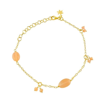 Billede af Susanne Friis Bjørner Armbånd forgyldt sølv m. Peach månesten (16-20cm)