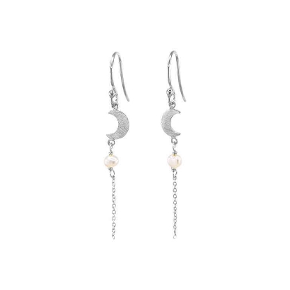 Billede af Susanne Friis Bjørner øreringe sølv måner og ferskvandsperler