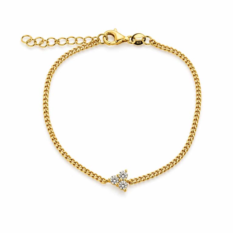 Billede af Belladi "Kimberly" armbånd forgyldt sølv m. cz (16+3 cm)