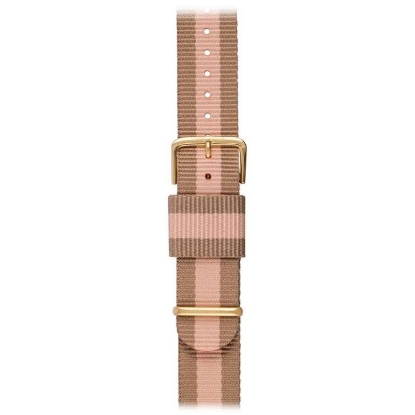 Billede af *Lars Larsen urrem, brun/lyserød, stål forg, canvas nato 20 mm