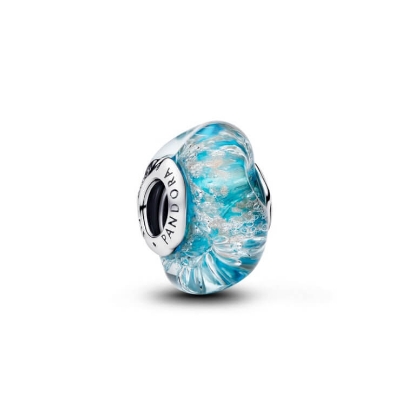 Billede af Pandora Turkis Muranoglas & Glitter charm sølv