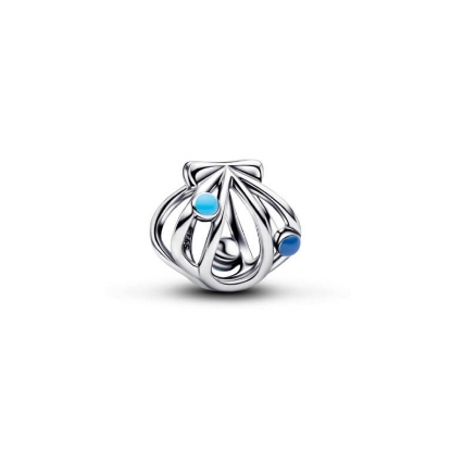 Billede af Pandora Openwork Muslingeskal charm sølv m. emalje