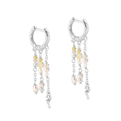 Billede af Aqua Dulce Costa Rose Hoop øreringe sølv m. fvp + sten