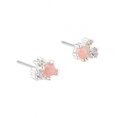 Billede af Aqua Dulce Costa Rose øreringe sølv m. pink opal + cz