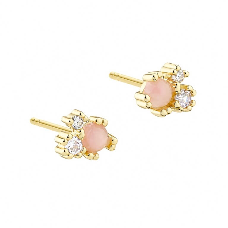 Billede af Aqua Dulce Costa Rose øreringe forgyldt sølv m. pink opal + cz