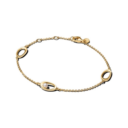 Billede af Pandora Organisk formet Oval & Behandlet Ferskvandskulturperle armbånd forgyldt metalblanding (16-20 cm)