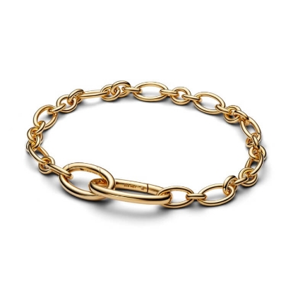 Billede af Pandora Ovalt Ledarmbånd forgyldt metalblanding (15-23 cm)