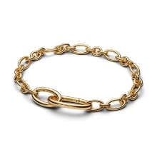 Billede af Pandora Ovalt Ledarmbånd forgyldt metalblanding (16 cm)