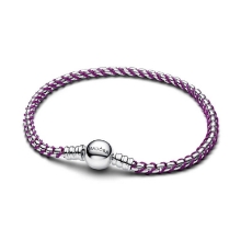 Billede af Pandora Box Chain armbånd med Lilla Snor sølv (19 cm)