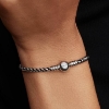 Billede af Pandora Box Chain armbånd med Sort Snor sølv (16-23 cm)