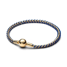 Billede af Pandora Box Chain armbånd m. Blå Snor forgyldt metalblanding (16 cm)