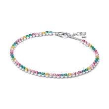 Billede af Pandora Regnbuefarvet Tennisarmbånd sølv m. cz/krystal (18 cm)